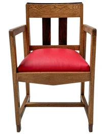 Art Deco Modernist Armchair with Red Leather Seat, 1920s